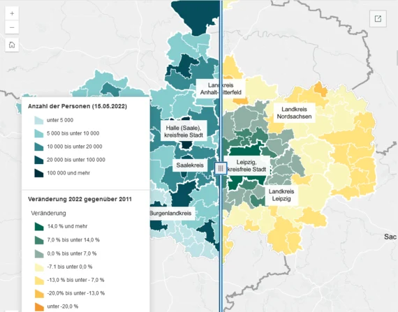 Vorschaubild zeigt Ausschnitt aus der Storymap "Leben im Mitteldeutschen Revier"