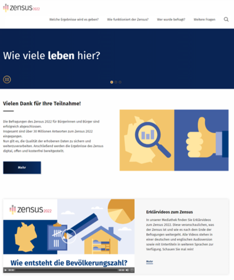 Screenshot der Website www.zensus2022.de