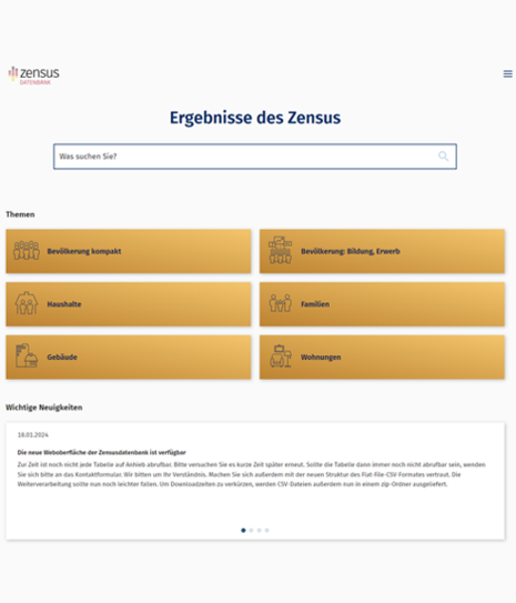 Screenshot der website www.ergebnisse2011.zensus2022.de